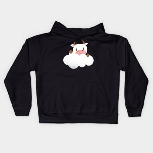 Cute Baby Cow on a Cloud Kids Hoodie